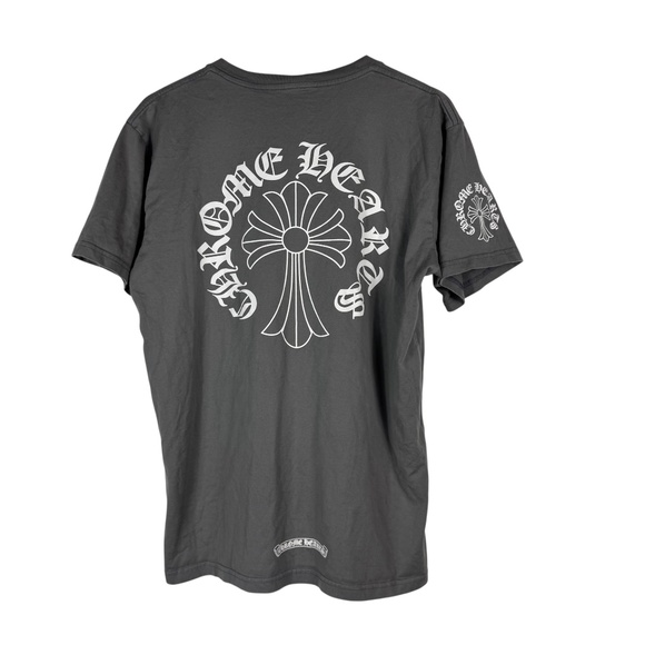 CHROME HEARTS Classic Horseshoe Cross Neck Logo Gray Front Pocket T-Shirt Size L - Picture 1 of 11